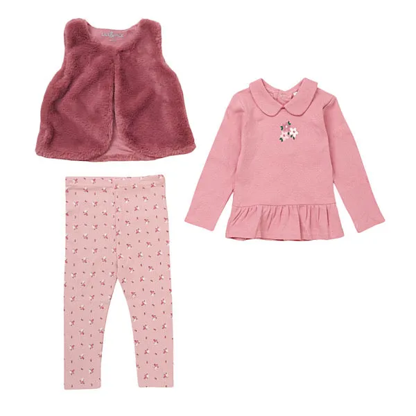 Girls Dusty Pink 3pc Gillet Set