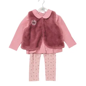 Girls Dusty Pink 3pc Gillet Set