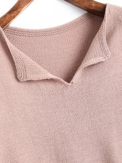 Gorgeous Drop Shoulder V Neck Plain Sweater