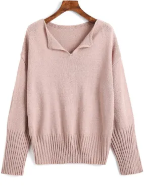 Gorgeous Drop Shoulder V Neck Plain Sweater