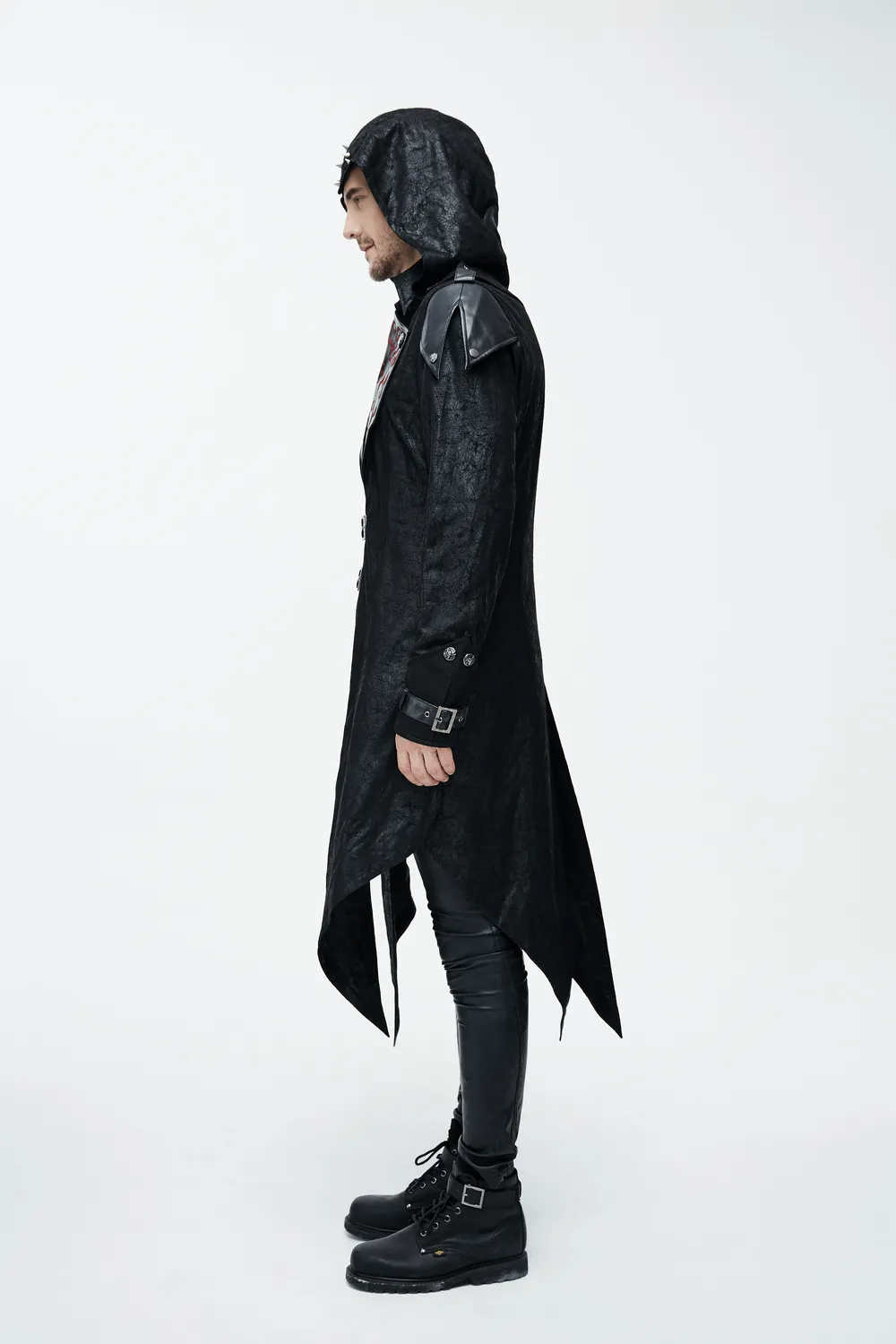 Gothic Vintage Long Black Men's Coat / Steampunk Medieval Warrior Knight Overcoat