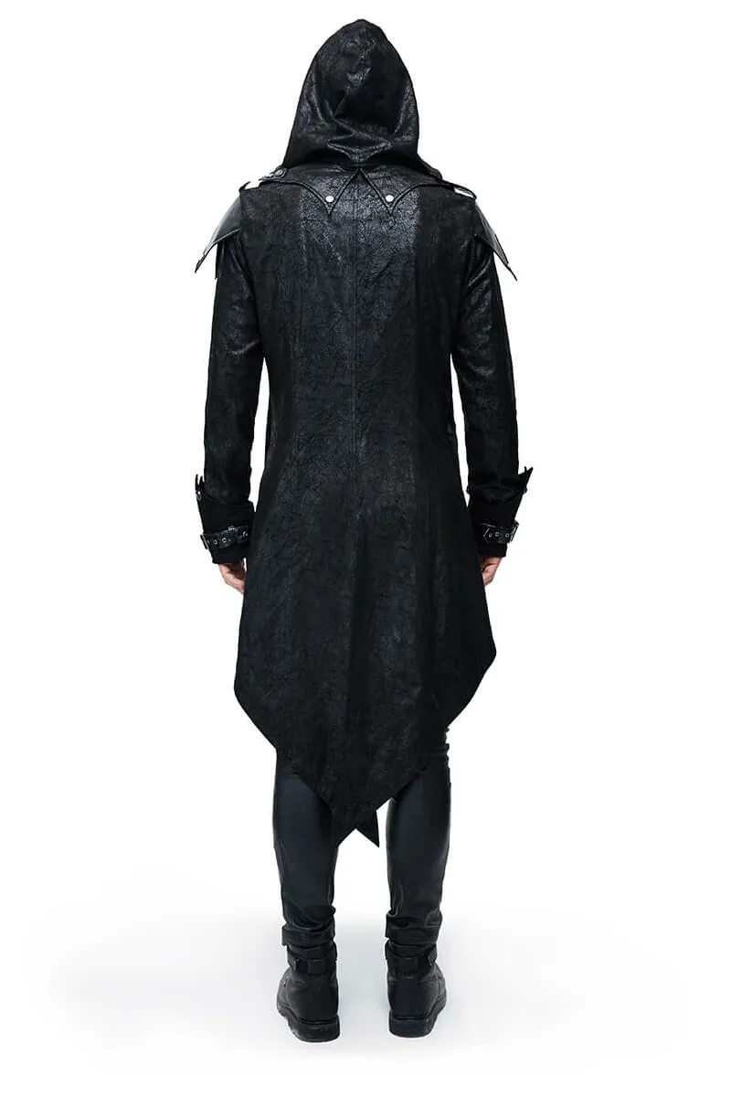 Gothic Vintage Long Black Men's Coat / Steampunk Medieval Warrior Knight Overcoat