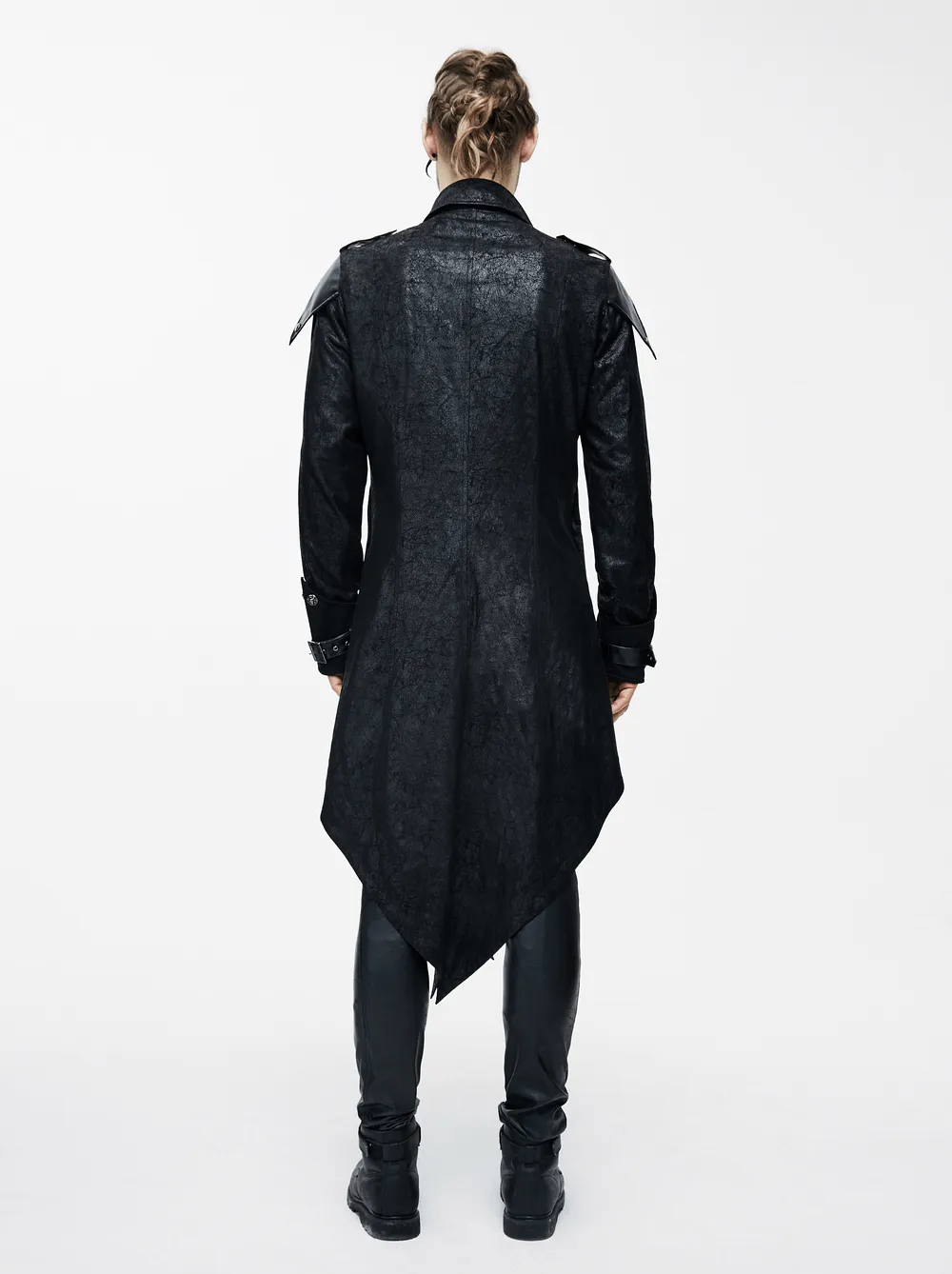 Gothic Vintage Long Black Men's Coat / Steampunk Medieval Warrior Knight Overcoat