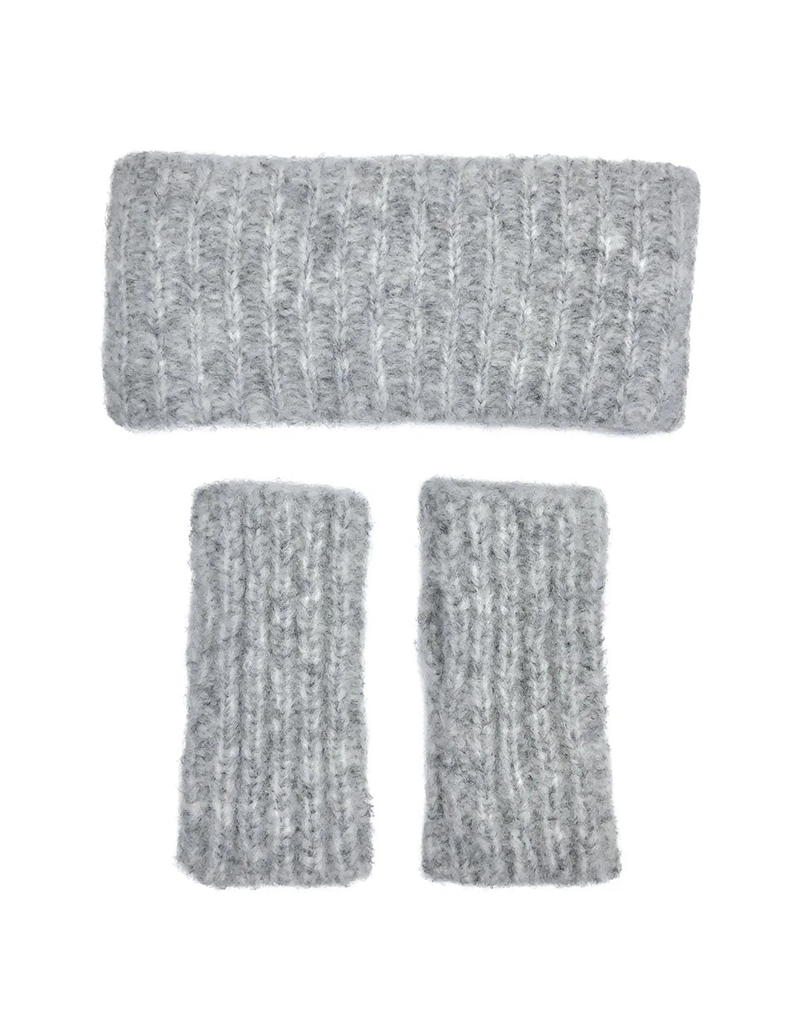 Gray Ribbed Alpaca Gloves