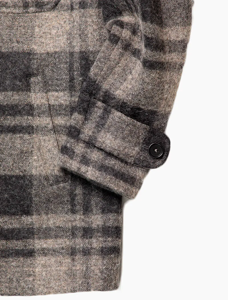 Grey Check Wool & Alpaca Overcoat