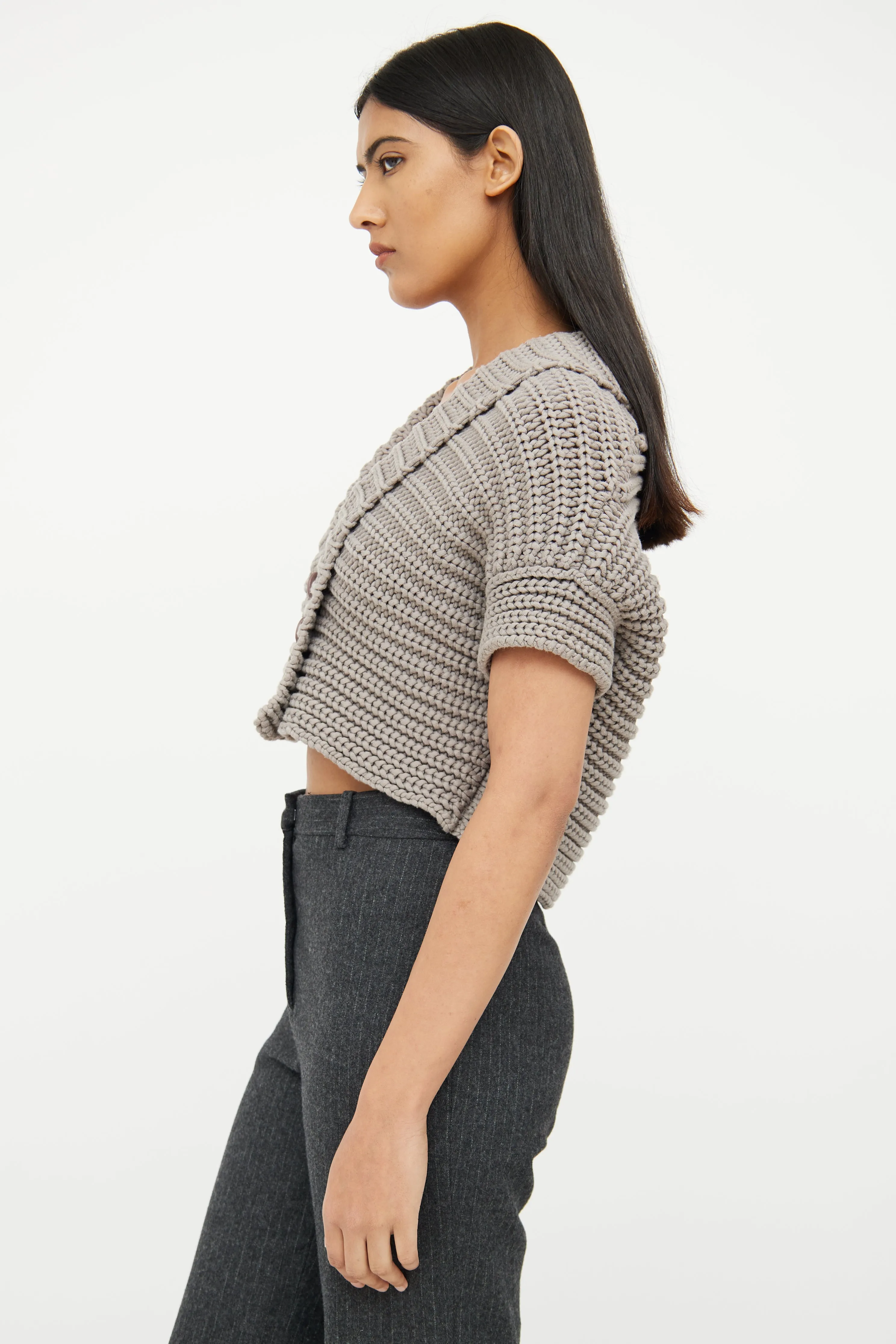 Grey Knit Crop Sweater