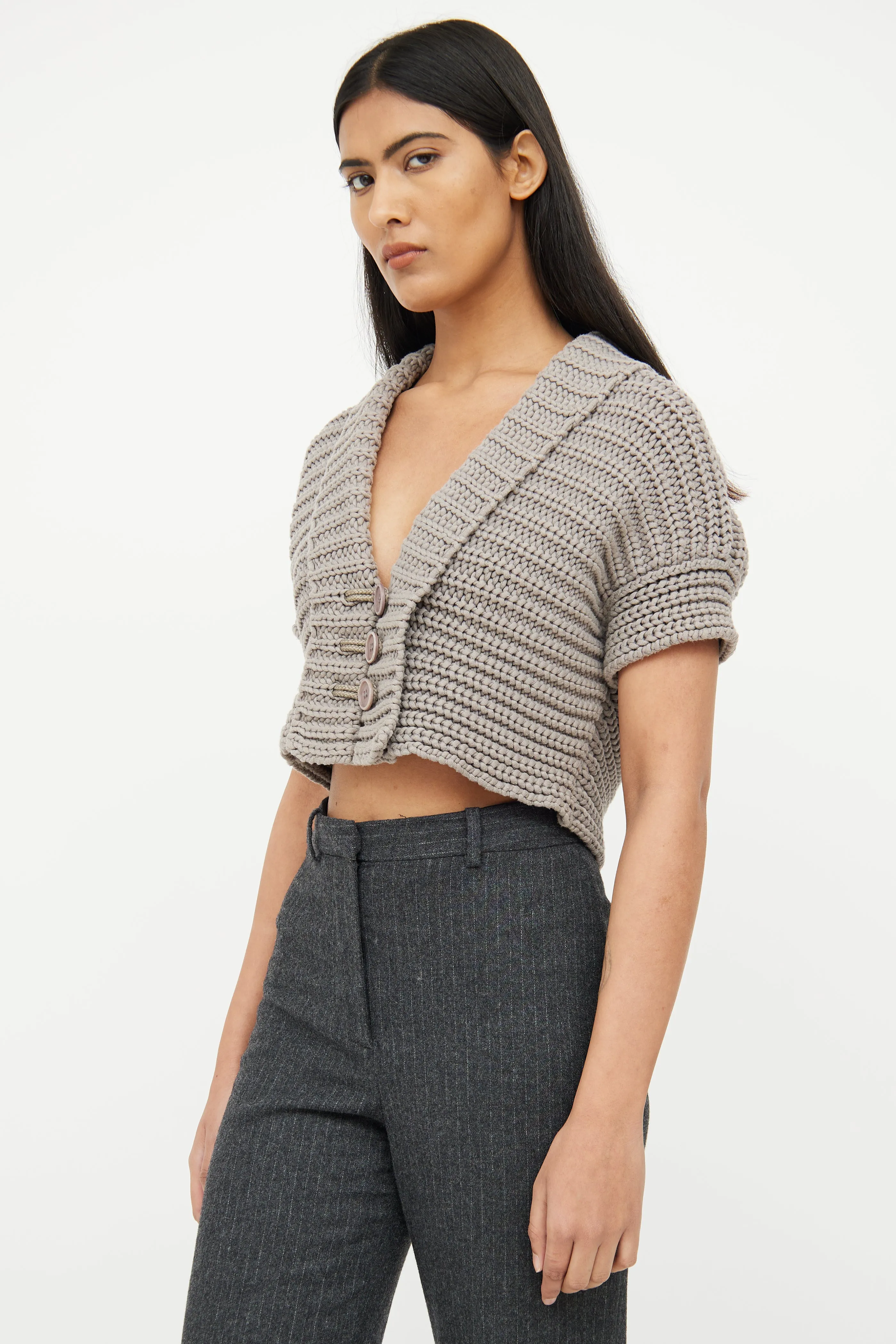 Grey Knit Crop Sweater