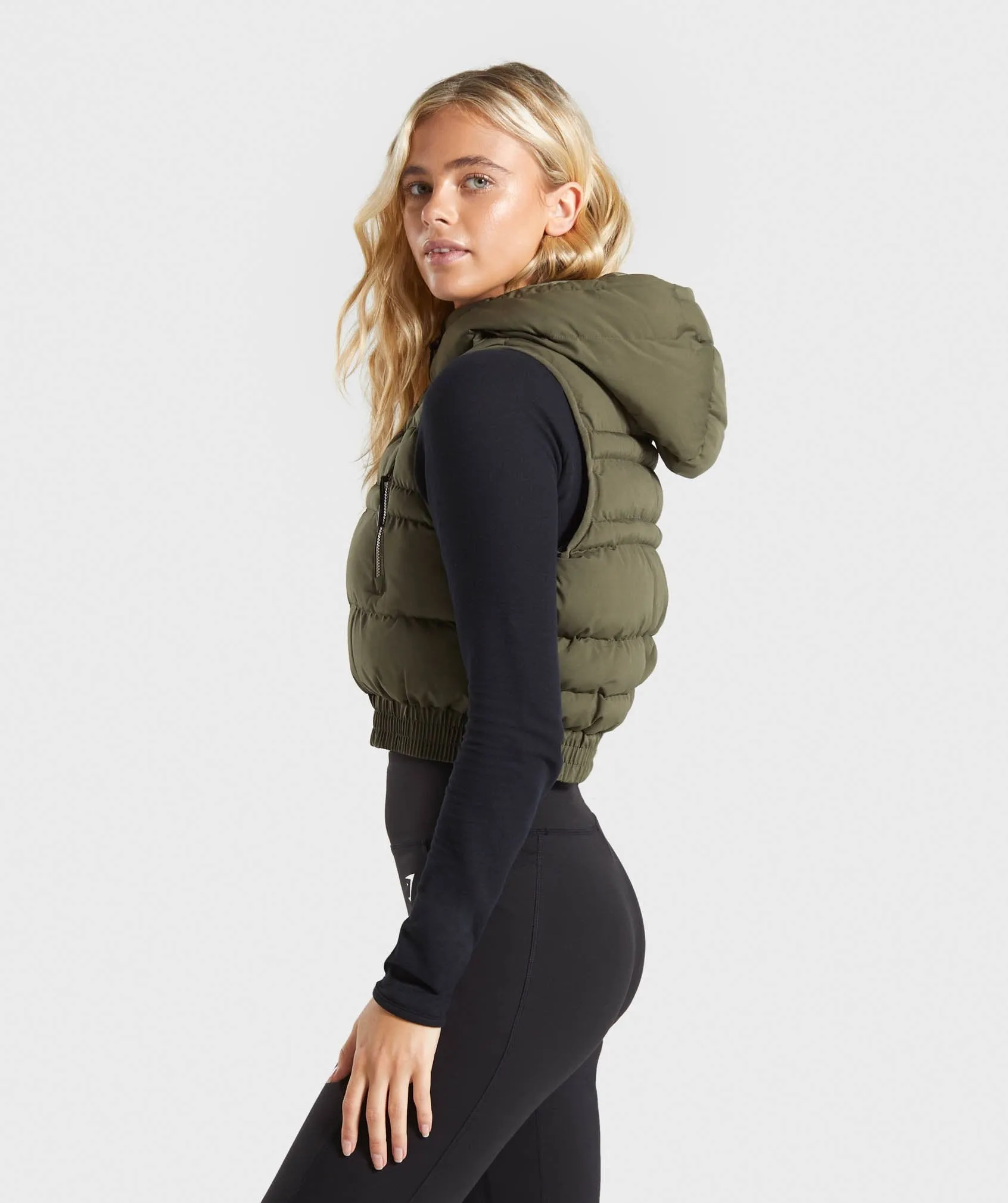 Gymshark Essential Crop Gilet - Khaki