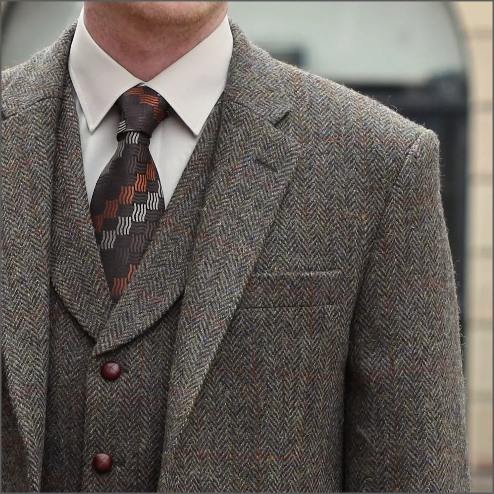 Harris Tweed Brown Herringbone Jacket>