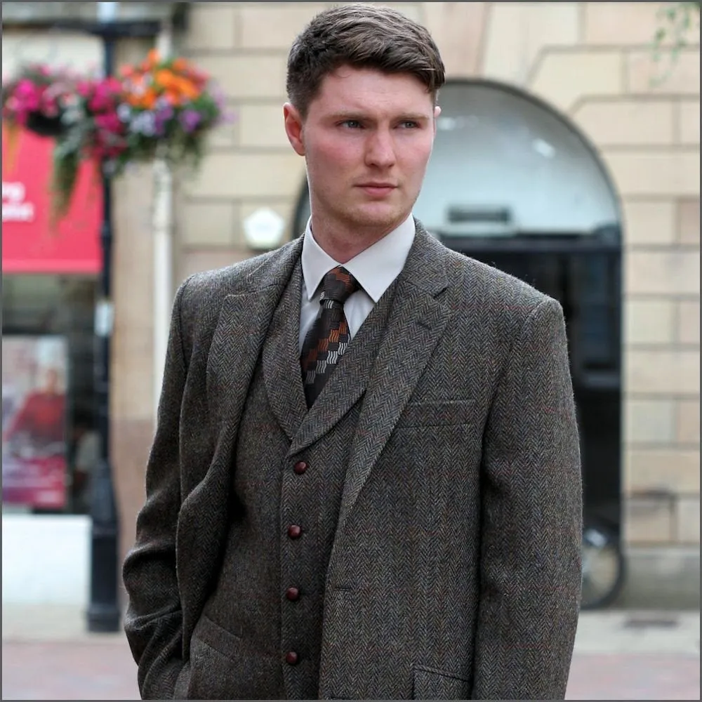 Harris Tweed Brown Herringbone Jacket>