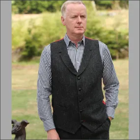 Harris Tweed Charcoal Herringbone Waistcoat--