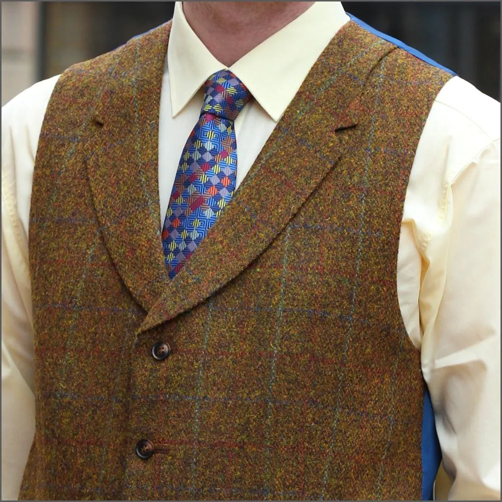 Harris Tweed Rust Check Waistcoat--