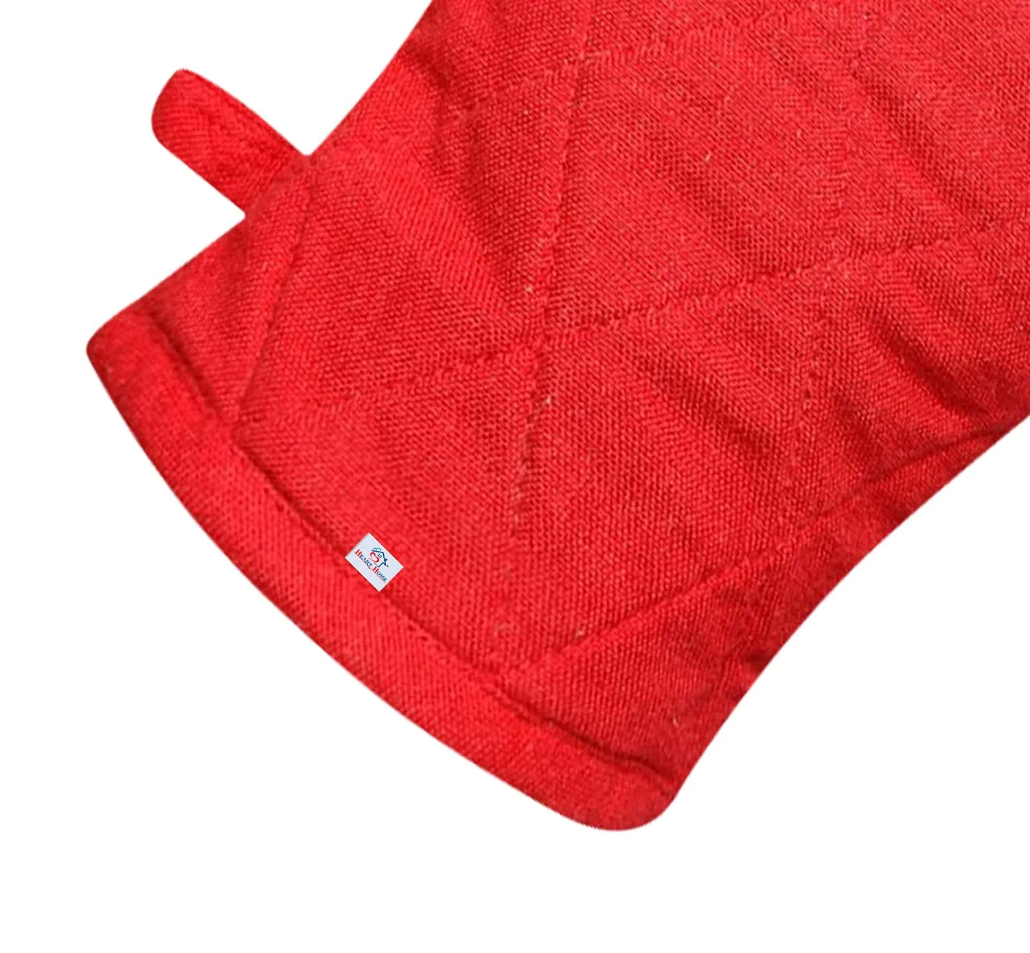 Heart Home Cotton Microwave Oven Gloves, Set of 4 (Red)-HS40HEARTH23978