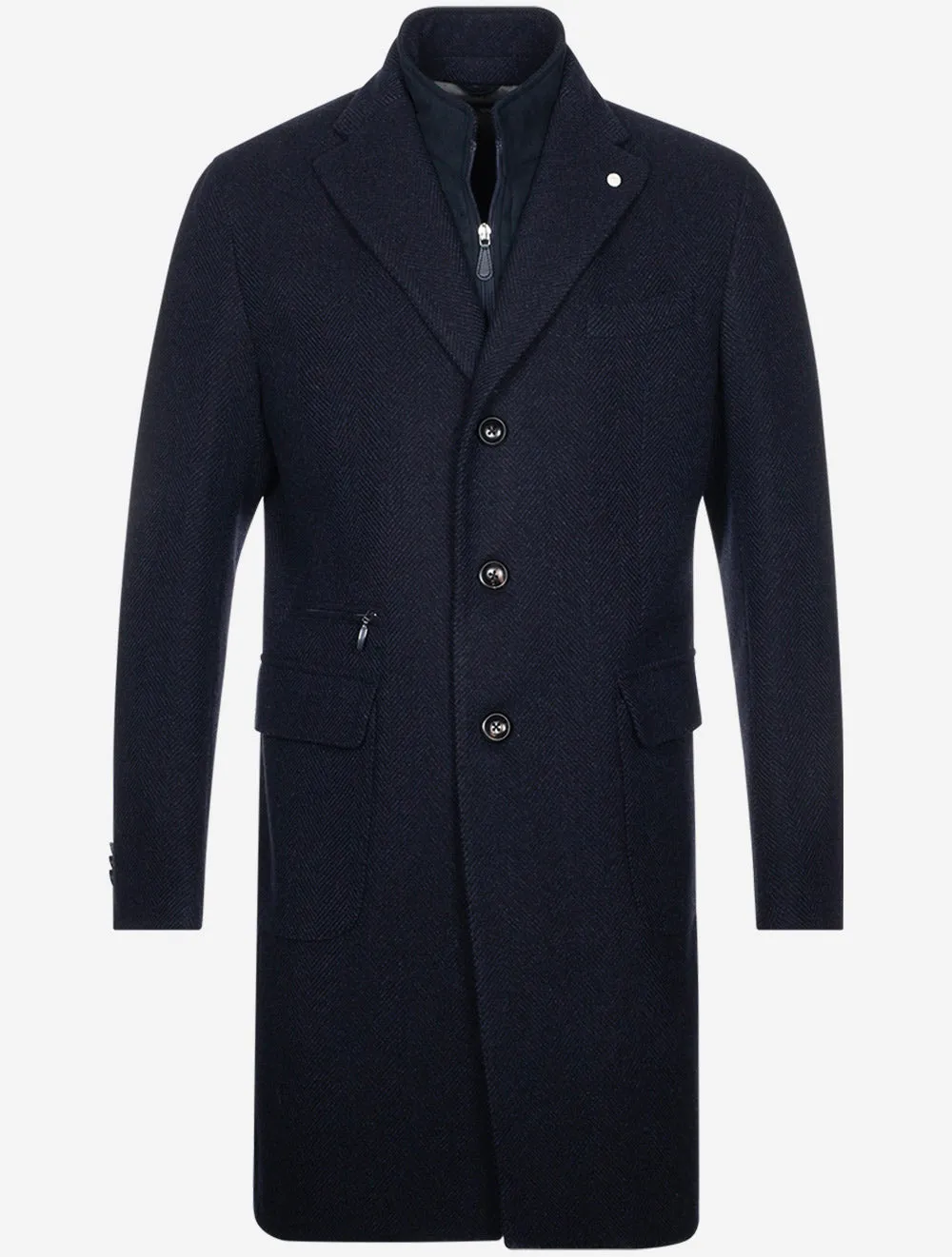 Herringbone Overcoat Navy