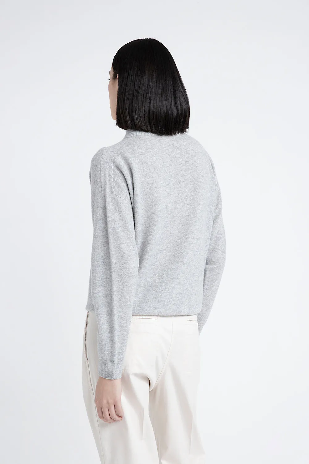 High neck sweater in cashmere and Lurex