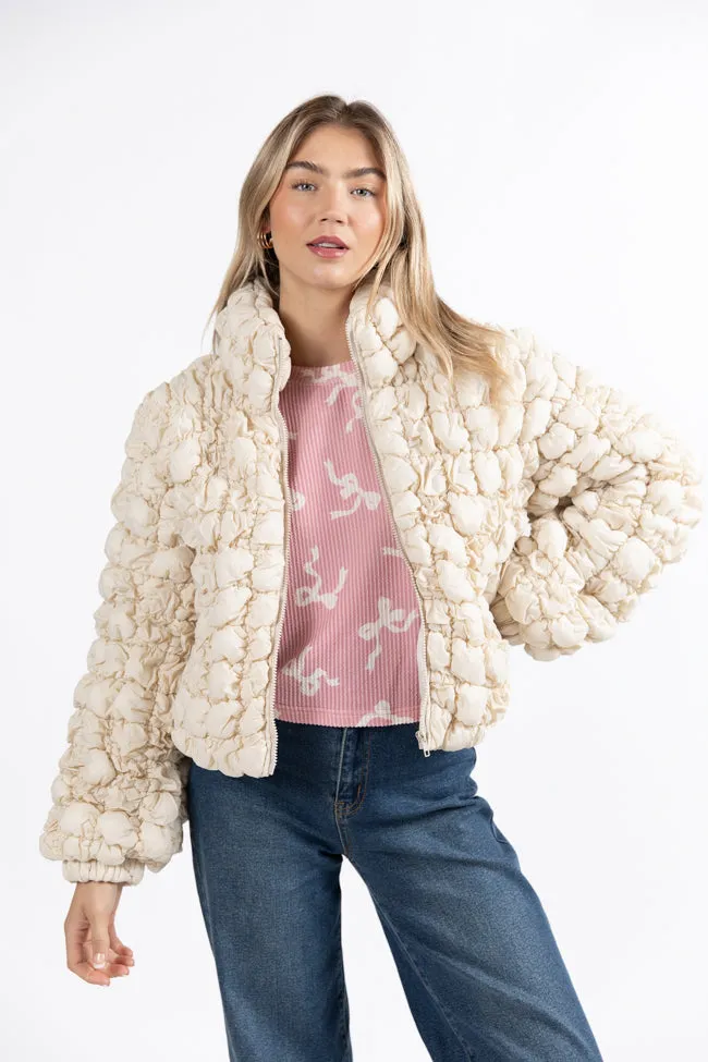 Higher Heights Ecru Bubble Puffer Jacket SALE