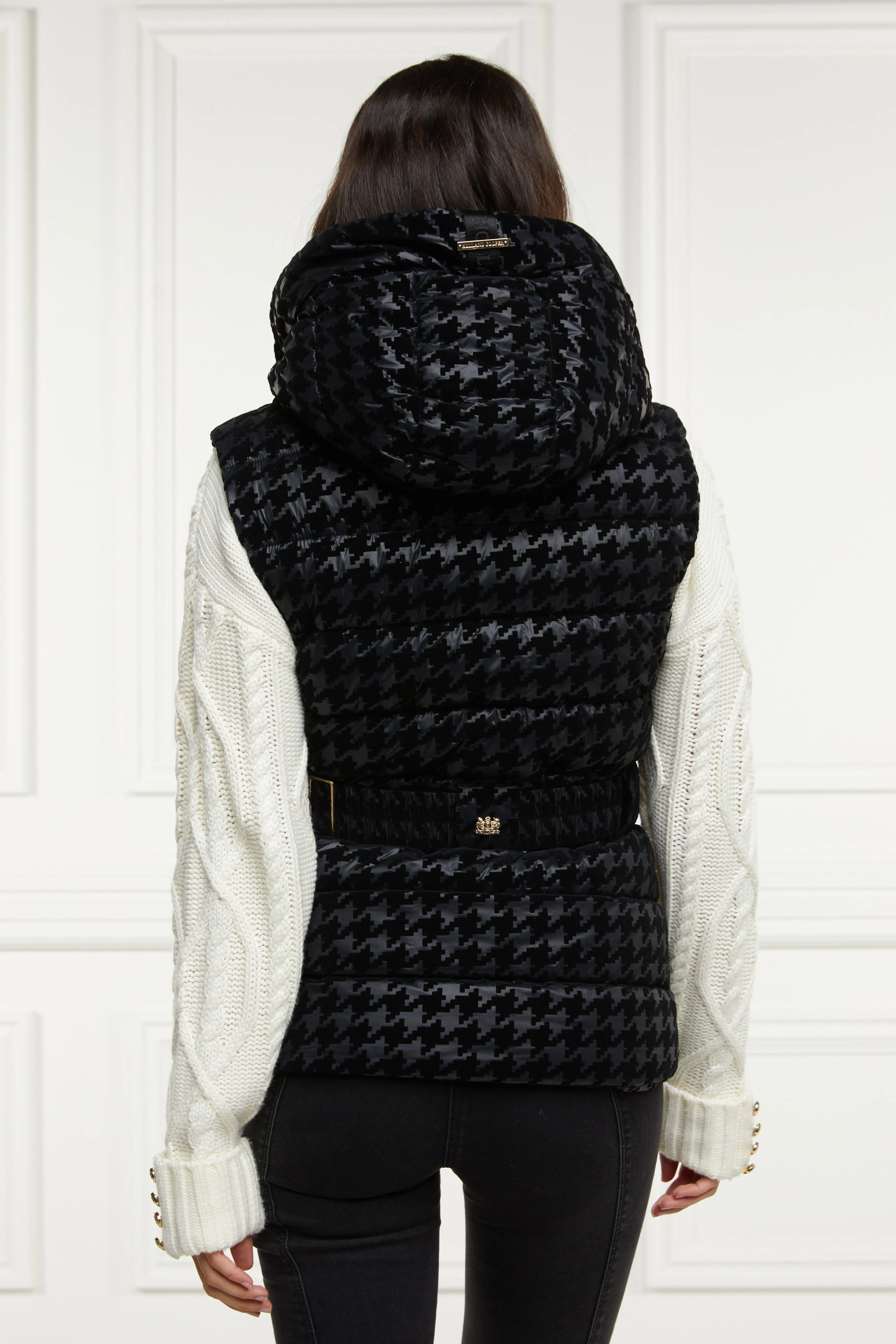 Holland Cooper Vermont Ladies Gilet in Mono Houndstooth