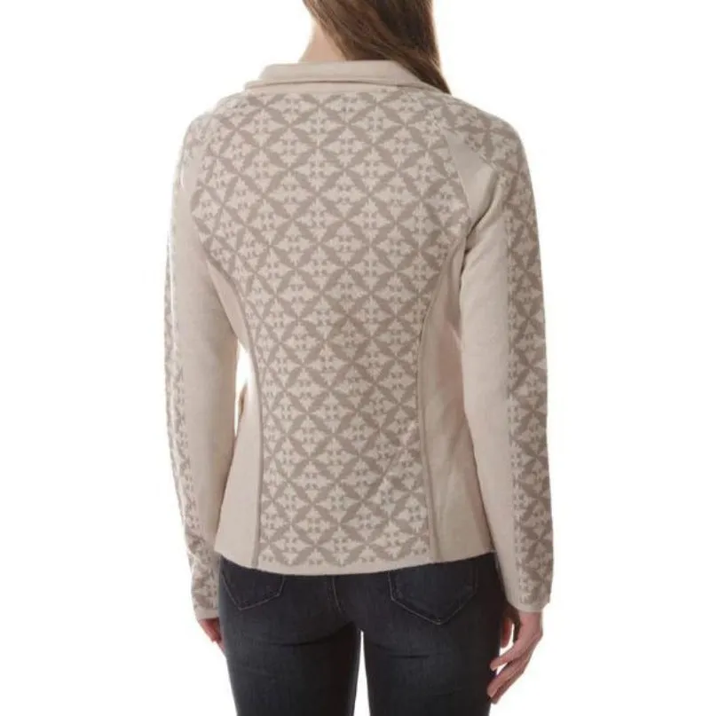 Icelandic Women's Bianca Full Zip knit Sweater in Natural Beige