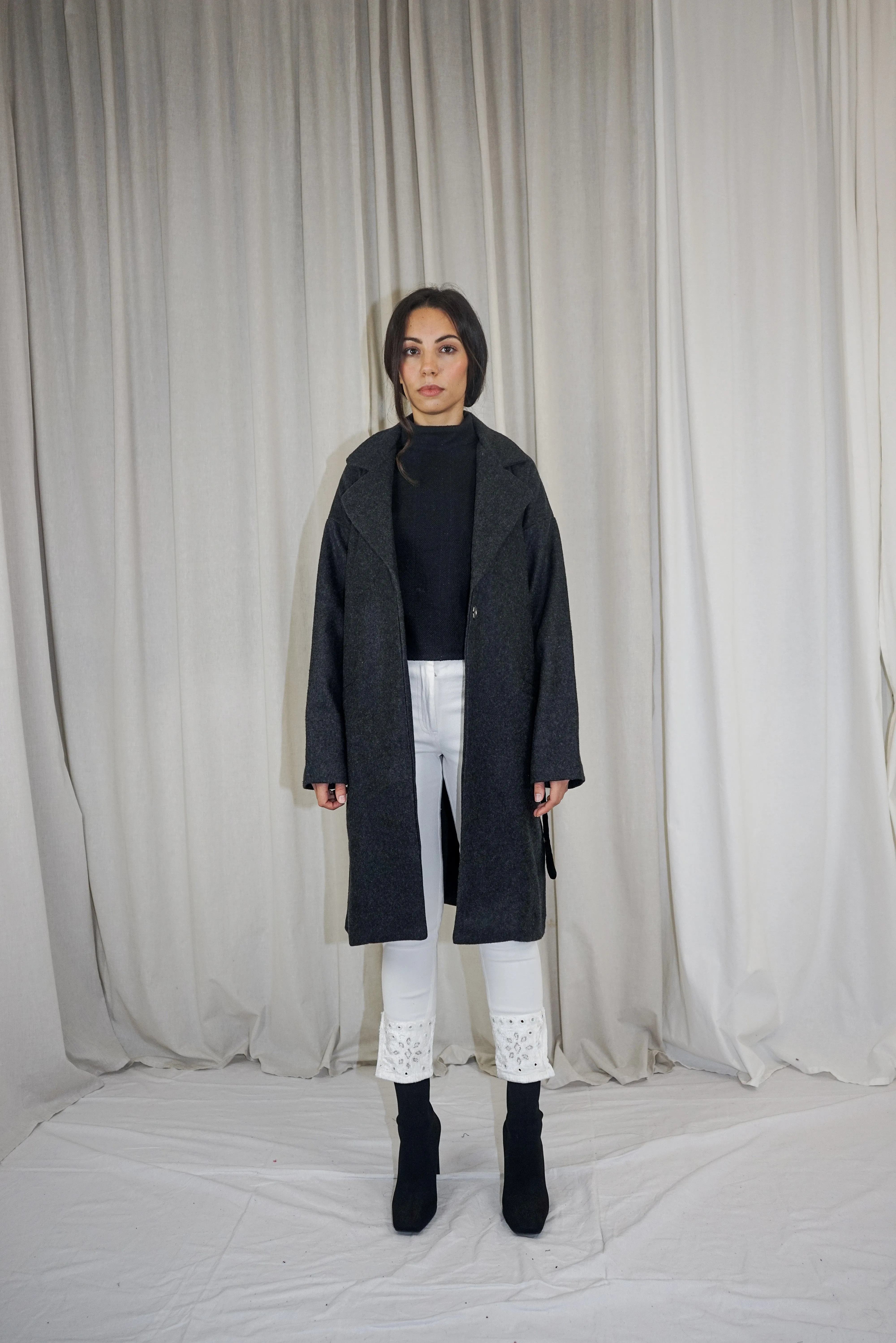 INAS Grey Wool Blend Coat