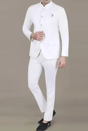 Indian Function Wedding Classic Suit For Men Jodhpuri White Suit Party Event Wear