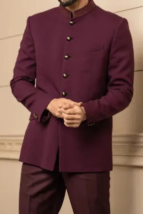 Indian Maharaja Royal Maroon Jodhpuri Suit Bandhgala Suit Wedding Suit Formal Party Wear Bespoke