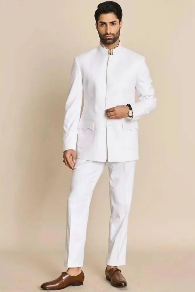 Indian Style White Jodhpuri Suit Classic Suit Bandhgala White Suit Party Wear For Him At Sainly