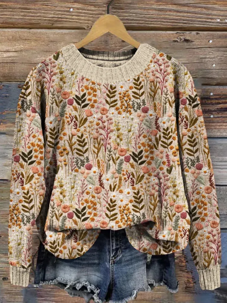 Iris - Embroidered Flowers Sweater