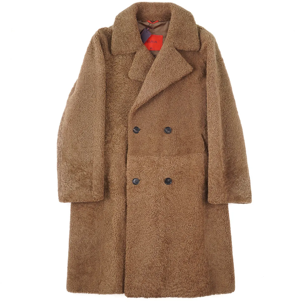 Isaia Reverse Lambskin Shearling Overcoat