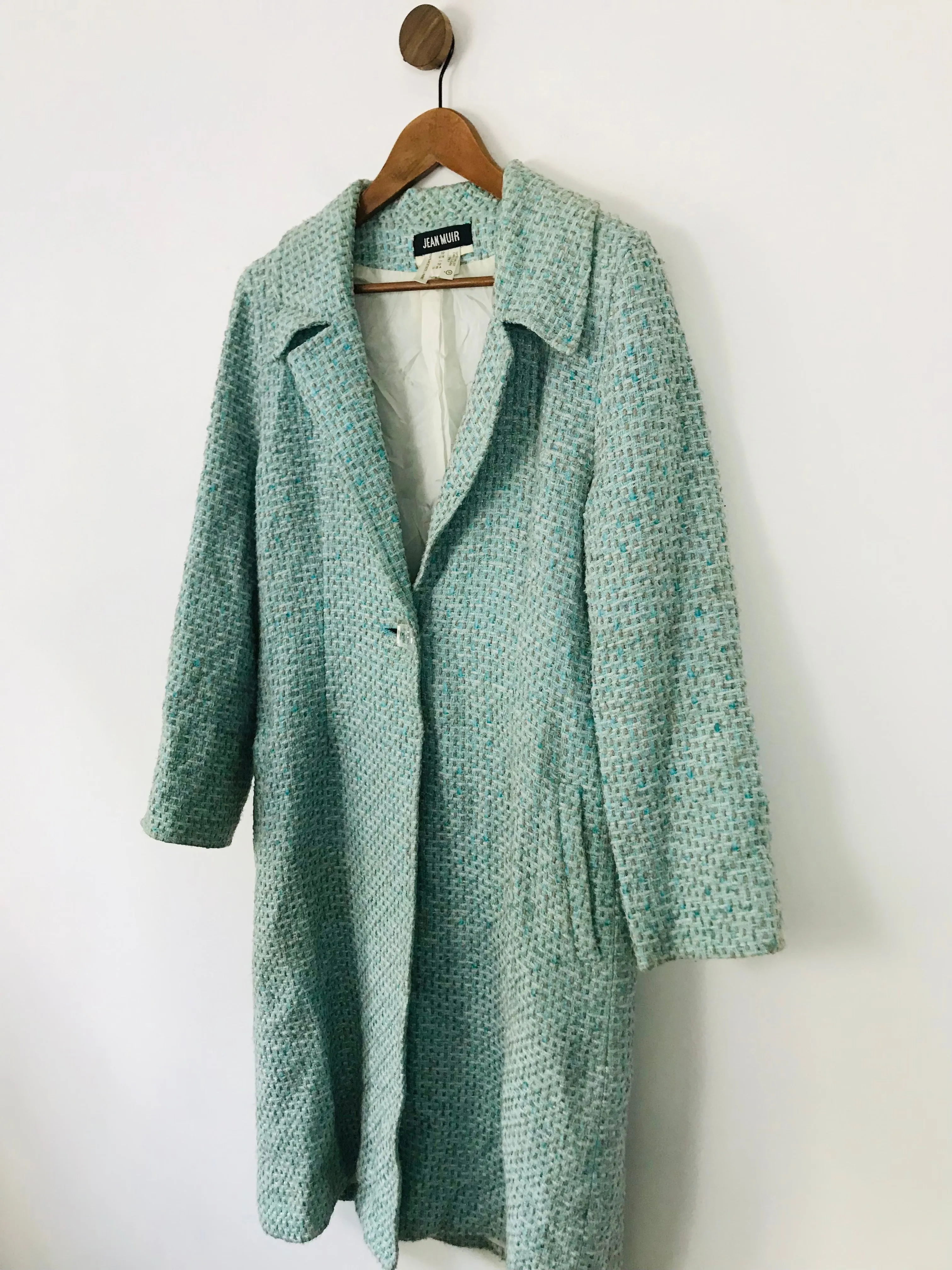 Jean Muir Women's Tweed Overcoat | UK12 | Blue