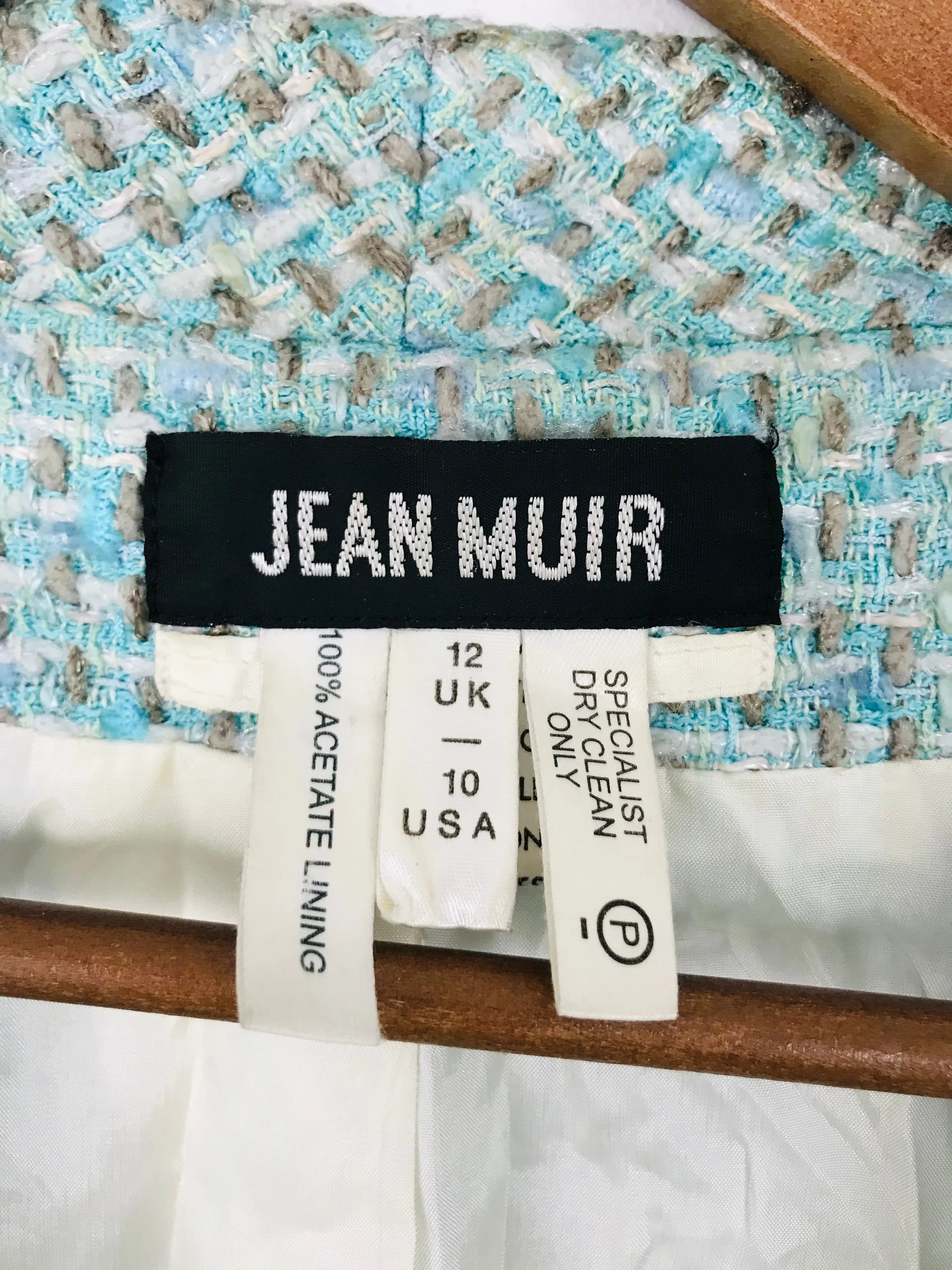 Jean Muir Women's Tweed Overcoat | UK12 | Blue