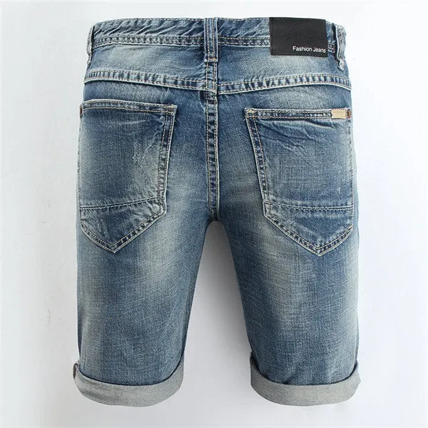 Jeans Stone Washed Denim Shorts Summer Overknee Stylish Worn Hole