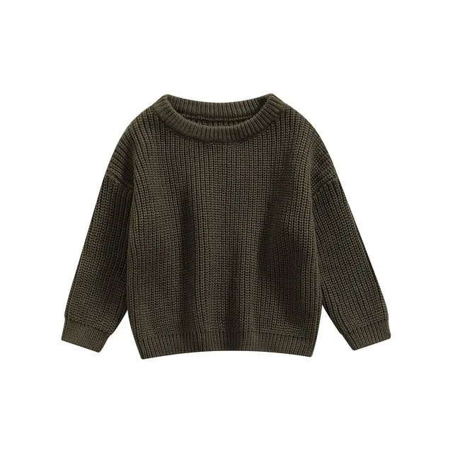 Juno - Baby & Toddler Chunky Knit Sweater , Army Green