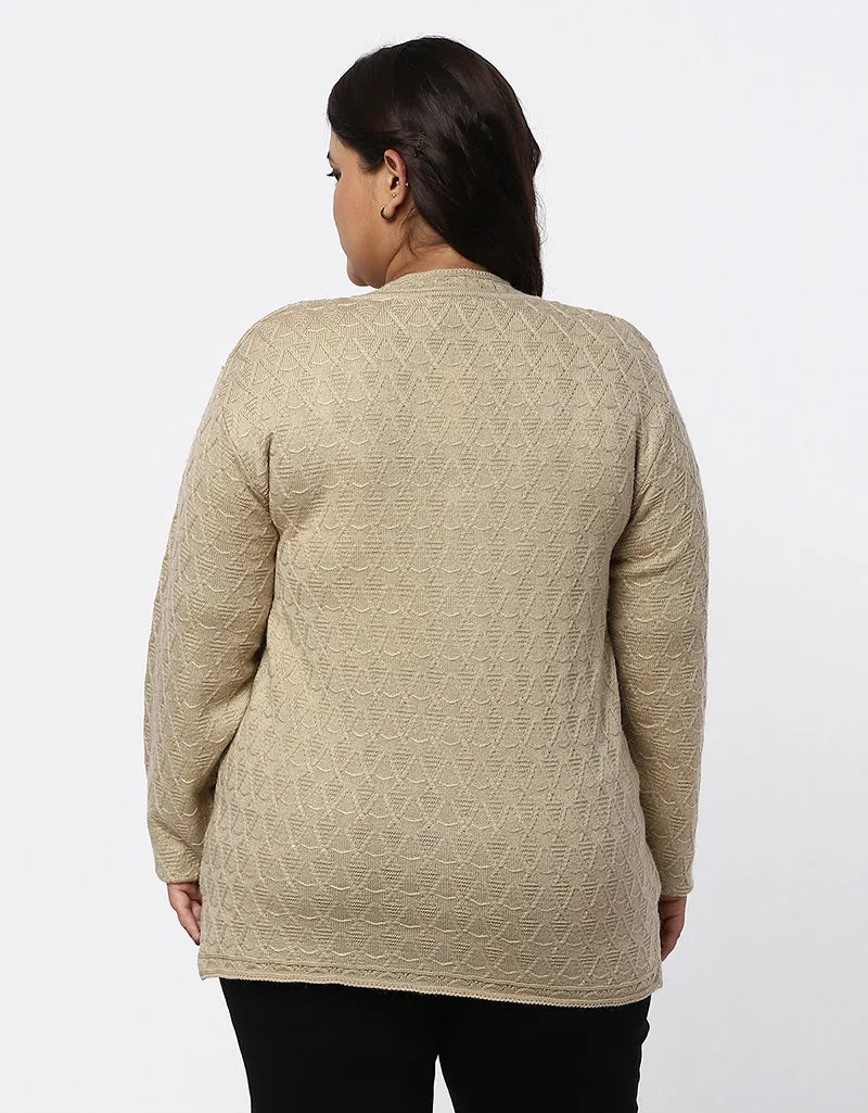 Knitted Plus Size Sweater for Women with Front Button