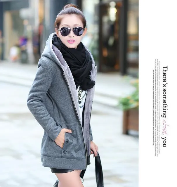 Korean Style Autumn Winter Women Coat Warm Thick Fleece Jacket Outerwear Hoodies Sweatshirts