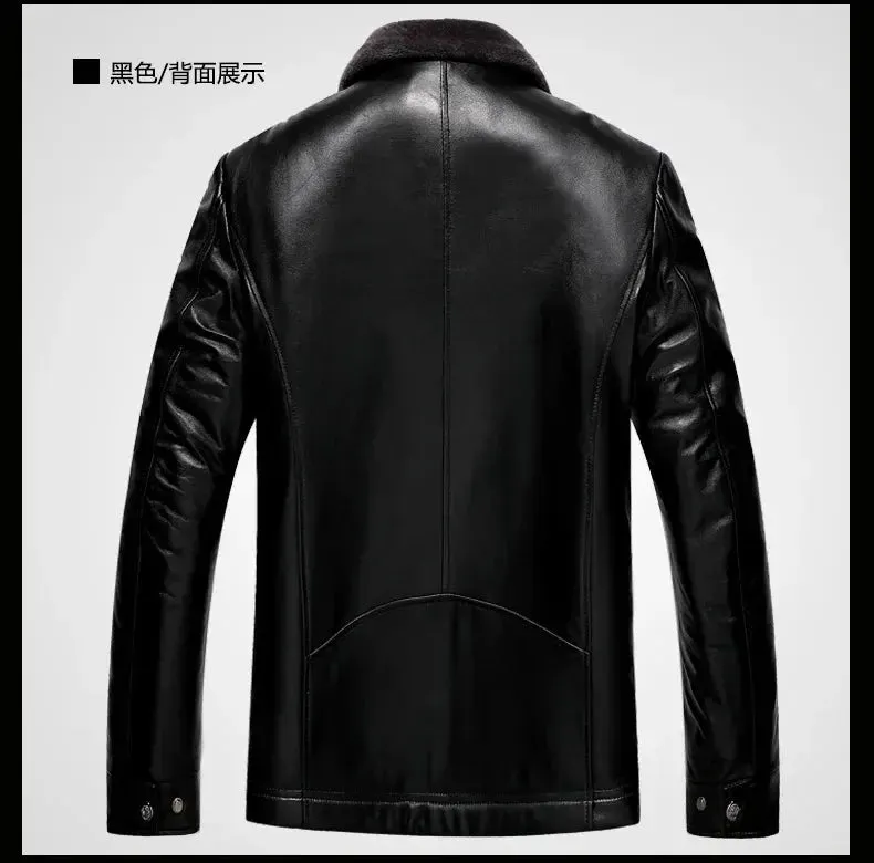 Leather Jacket Men Winter Fleece Warm Motorcycle Coats Mens Fashion New Biker PU Jackets Slim Overcoat Thick Fur Collar Jackets