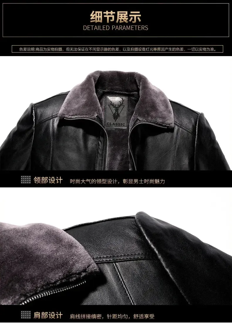 Leather Jacket Men Winter Fleece Warm Motorcycle Coats Mens Fashion New Biker PU Jackets Slim Overcoat Thick Fur Collar Jackets