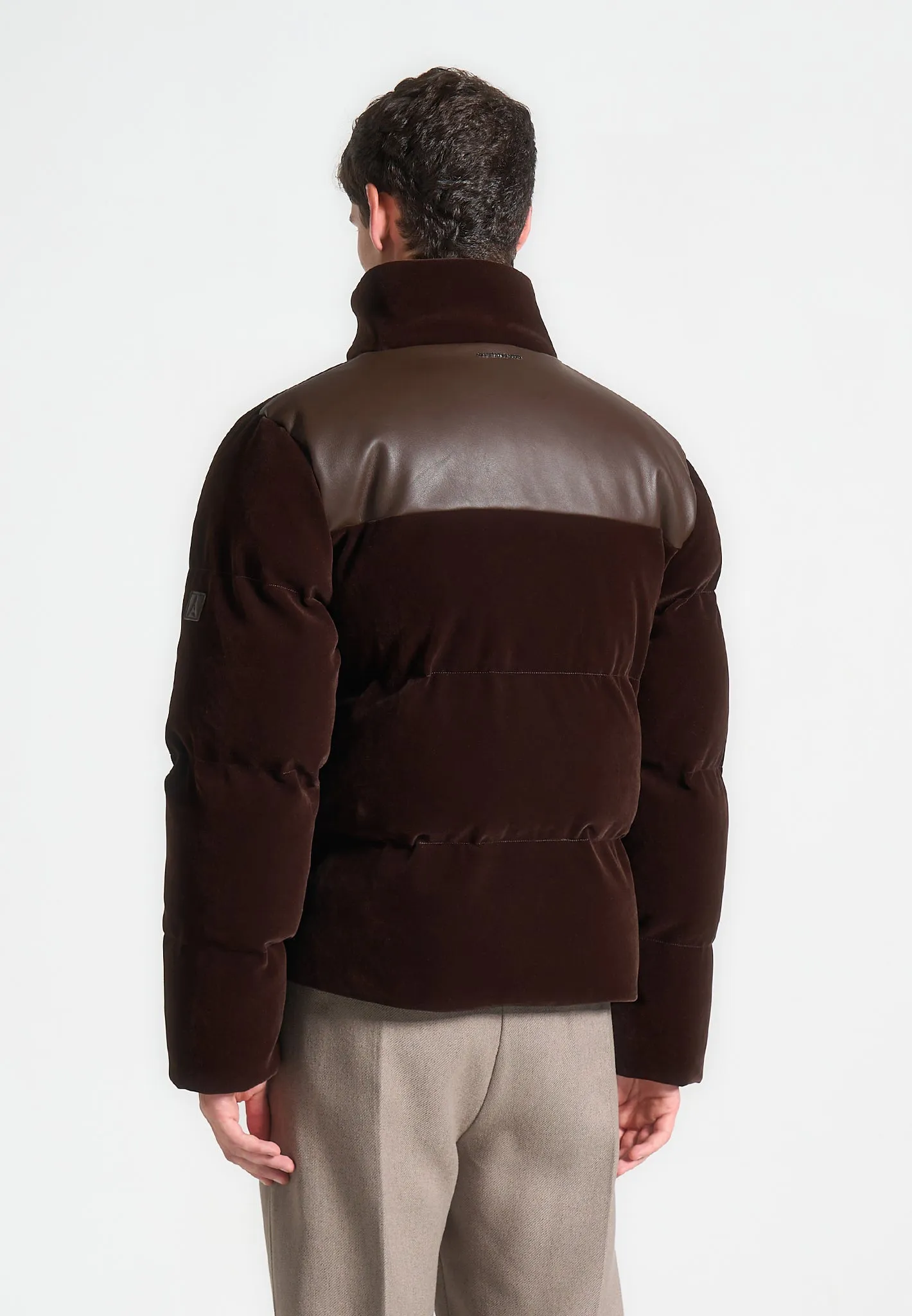 Limited Edition Velvet Puffer Jacket - Brown