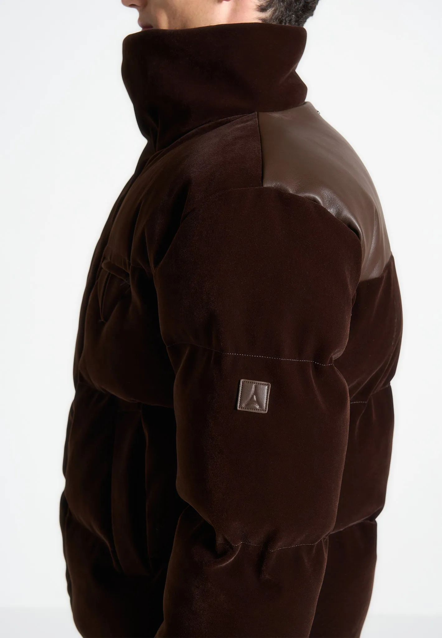 Limited Edition Velvet Puffer Jacket - Brown