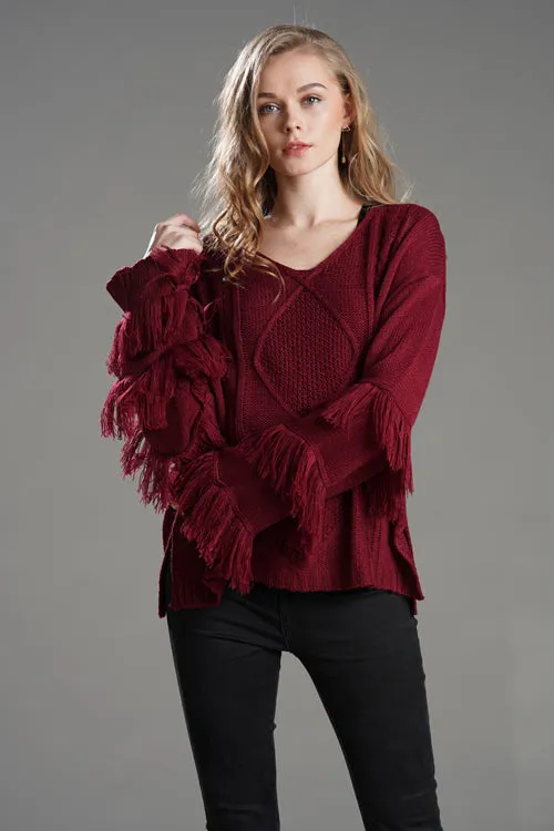 Look What You Made Me Do Tassel Knit Sweater