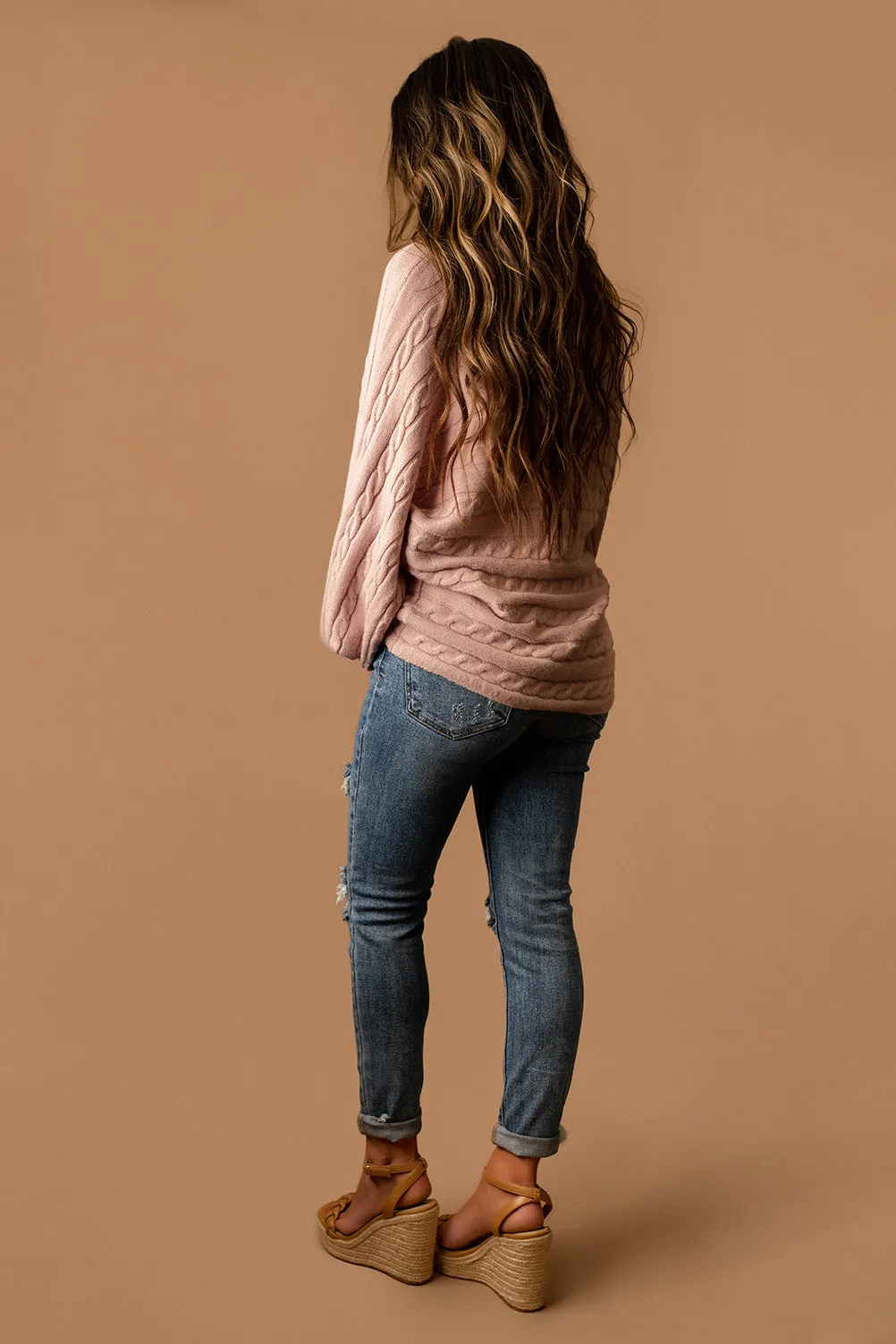 Love The Way You Lie Cable Knit Sweater (Mauve Blush) | FINAL SALE