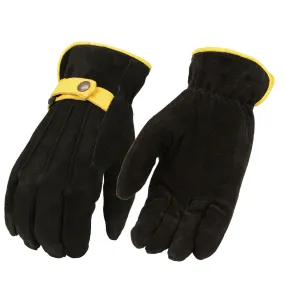 M Boss Apparel BOS37558 Men's Black and Tan Leather Deer Skin Gloves