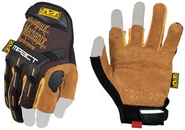 Mechanix Wear® Size 9 Tan And Brown Durahide™ M-Pact® Leather Half Finger Anti-Vibration Gloves With Hook and Loop Cuff