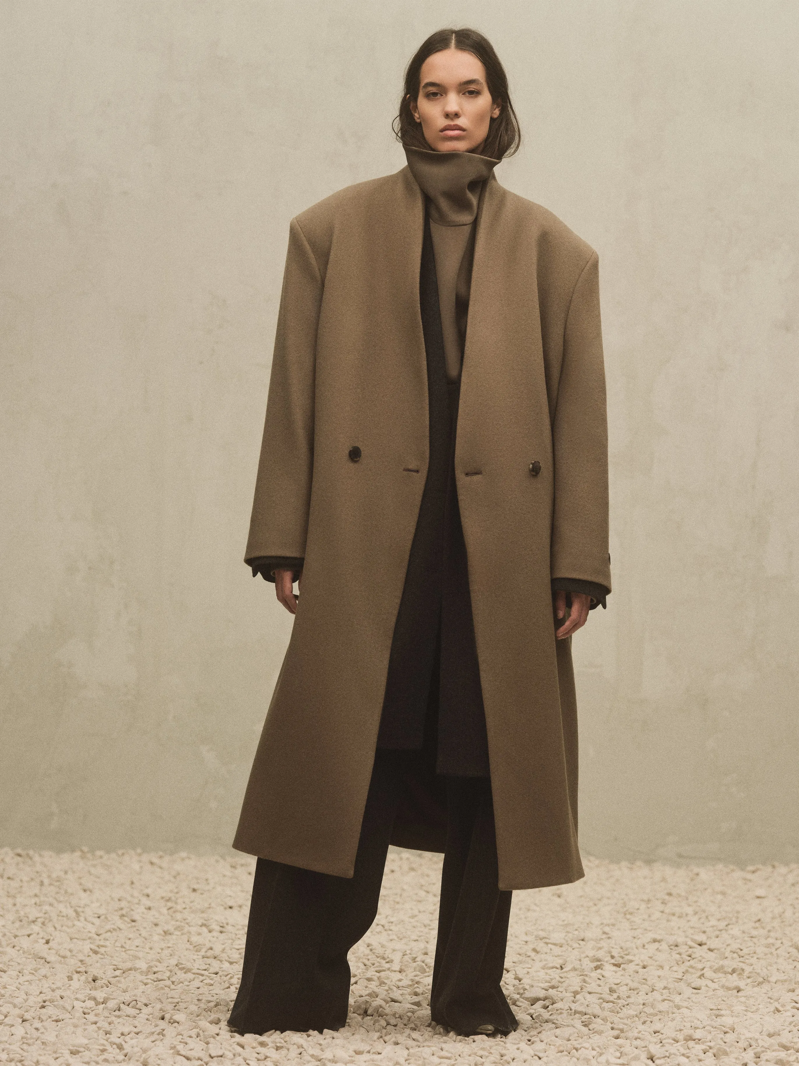 Melton Wool Lapelless Coat