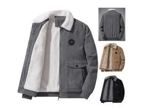 Men Plus Size Chenille Corduroy Coat Casual Single-Breasted Letterman Jacket | 212