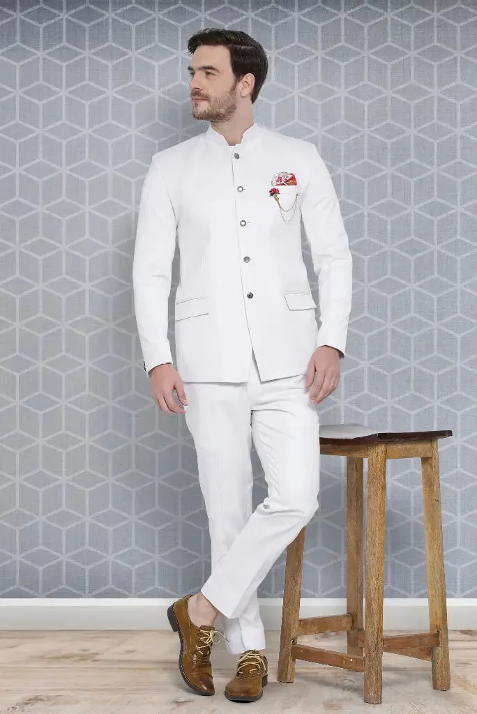 Men Premium White Suit Indian Wedding Two Piece Suit Party Wear Suit Indian Function Suits