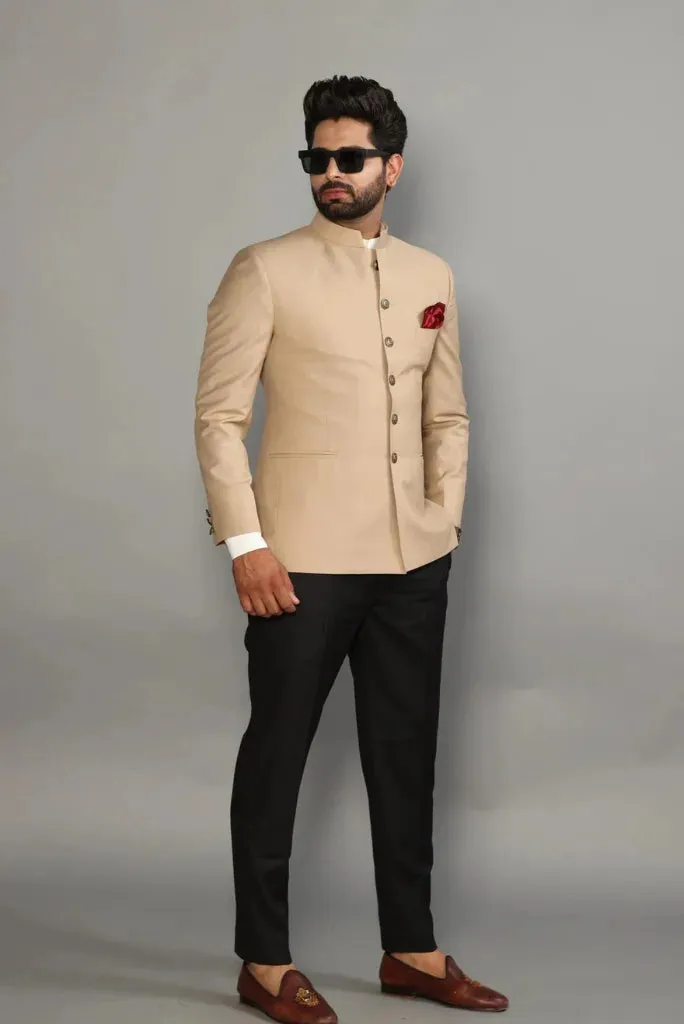 Men's Beige Jodhpuri Designer Suit, Perfect for Wedding and Festivals