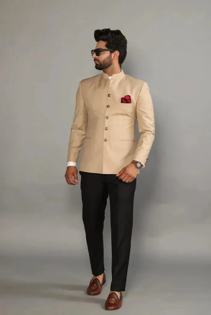 Men's Beige Jodhpuri Designer Suit, Perfect for Wedding and Festivals