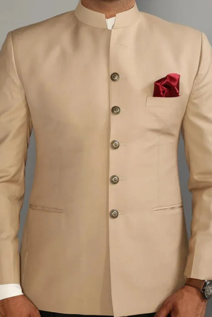 Men's Beige Jodhpuri Designer Suit, Perfect for Wedding and Festivals