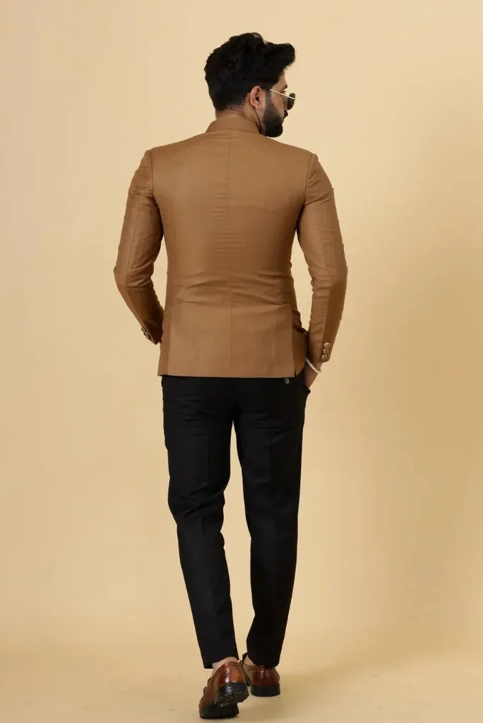 Men's Camel Brown Traditional Wear, Exclusive Camel Brown Jodhpuri Suit