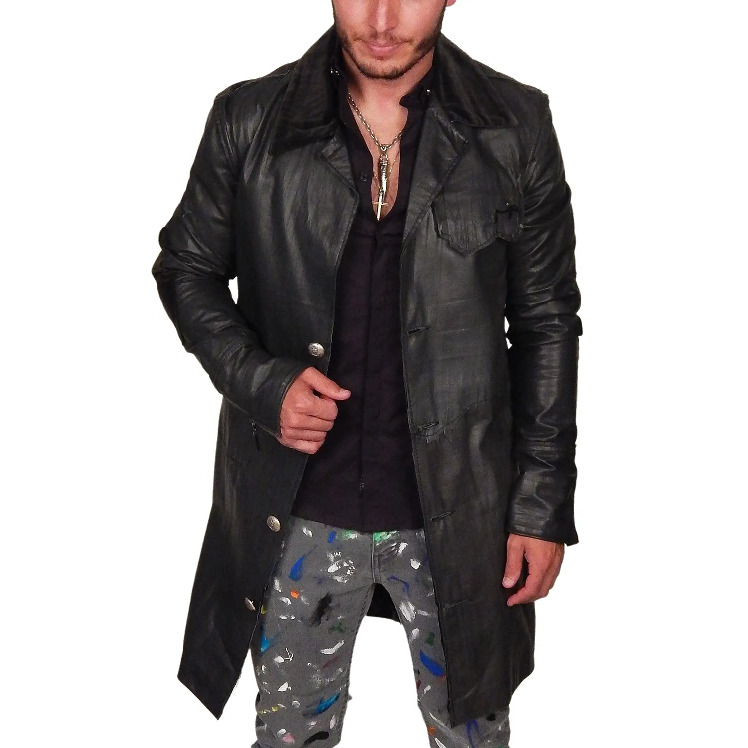 Men's JUNKER DESIGNS - "CAMERON" Custom Lambskin 3/4 Trench Jacket